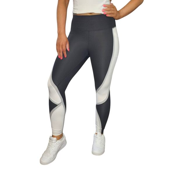 Black White Colorblock Leggings Womens XS Compression Workout Running Gym Yoga - Picture 1 of 15